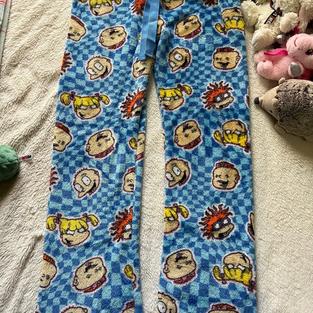Nickelodeon Blue and Yellow Pajama Bottoms with Cartoon Design